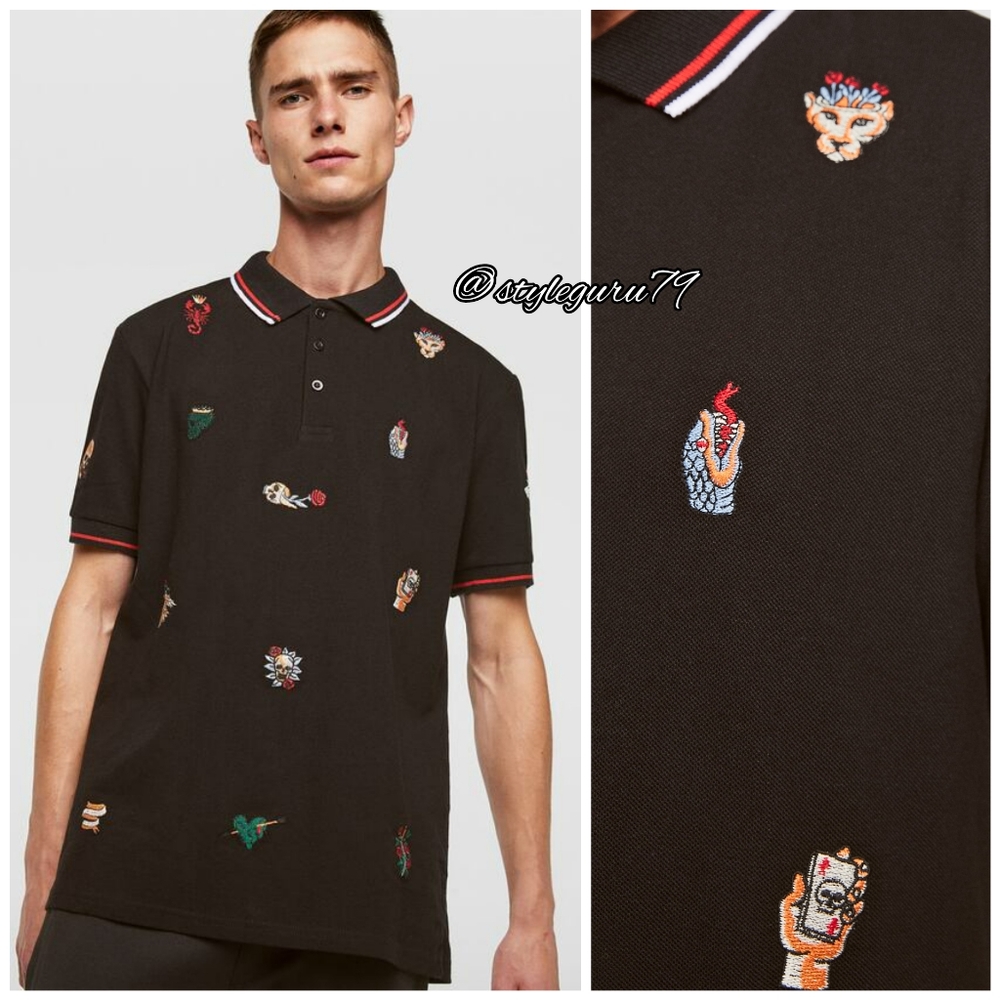 NWT, ZARA, Embroidered Polo Shirt